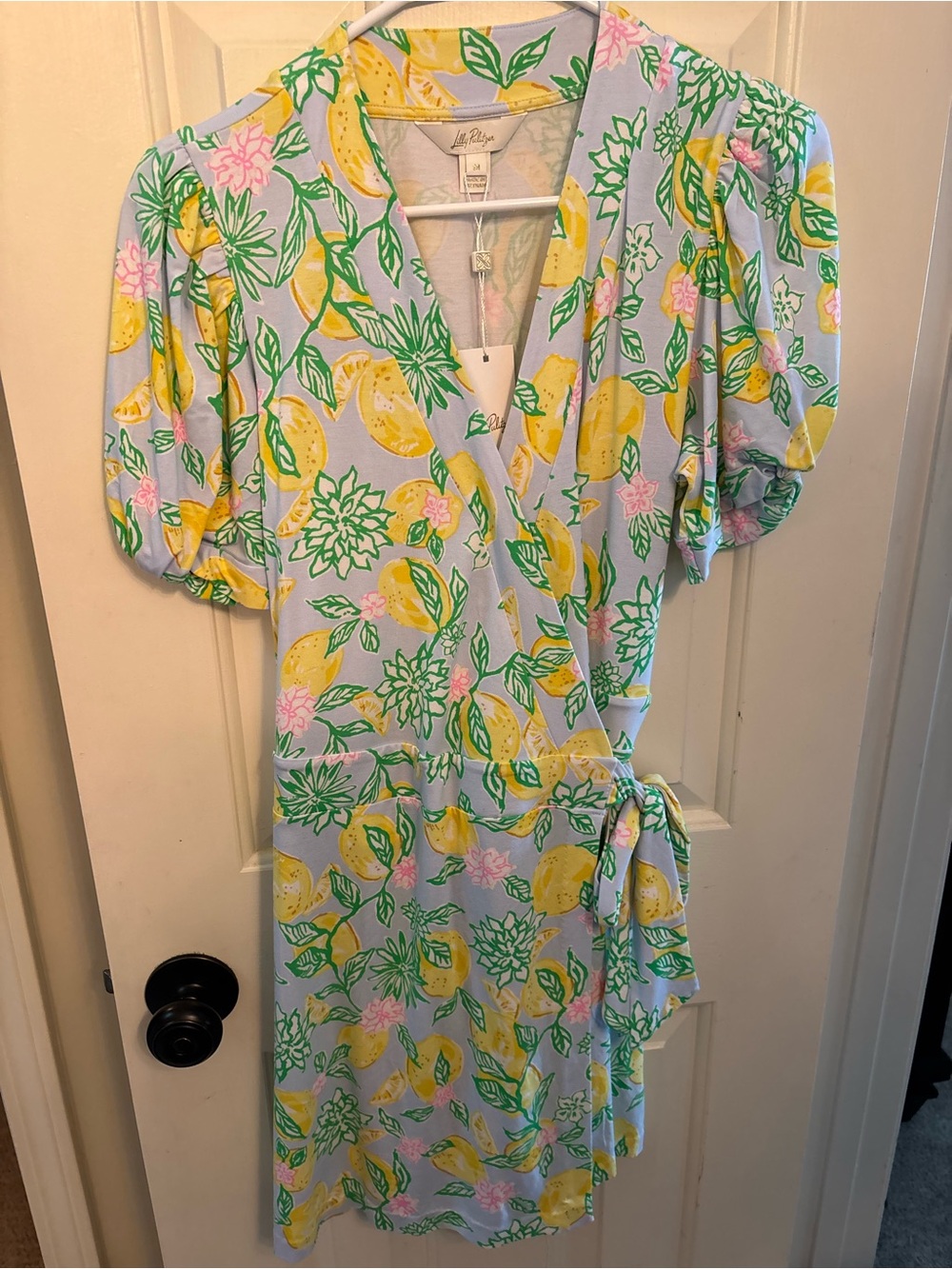 Lilly Pulitzer Lemon Print Wrap Dress - Yellow, Light Blue & Green